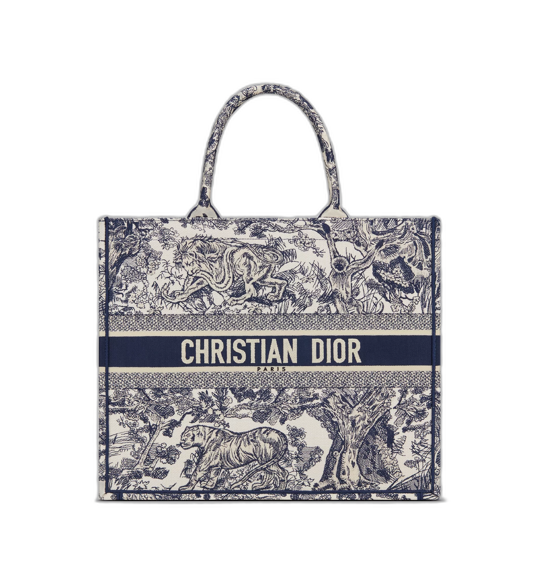 Christian Dior 2021 Large Embroidered Canvas Toile de Jouy